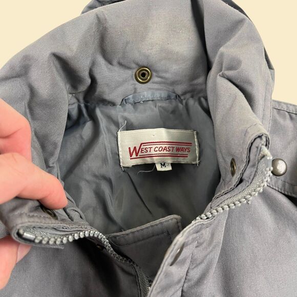 1970s size M bomber windbreaker jacket by West Coast Ways, vintage grey jacket - Picture 4 of 10